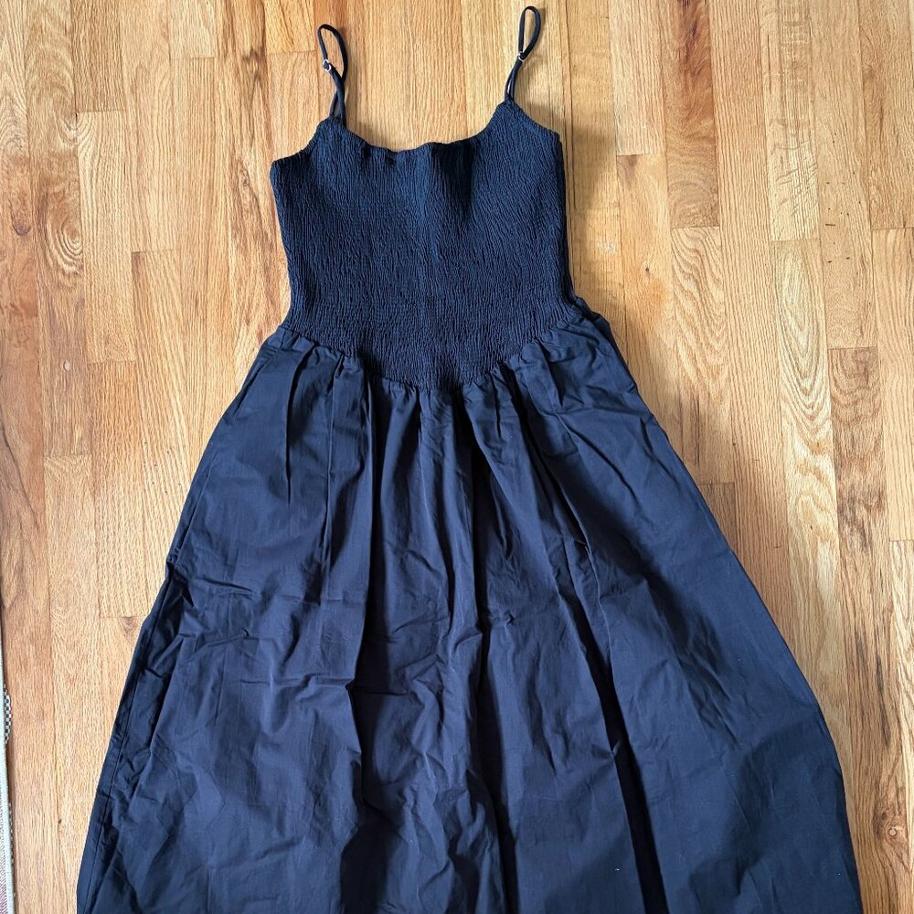 DISSH Black Midi Dress with Smocked Bodice
